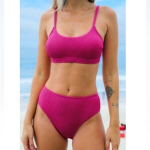Cupshe Magenta Textured Two-Piece Bikini Set